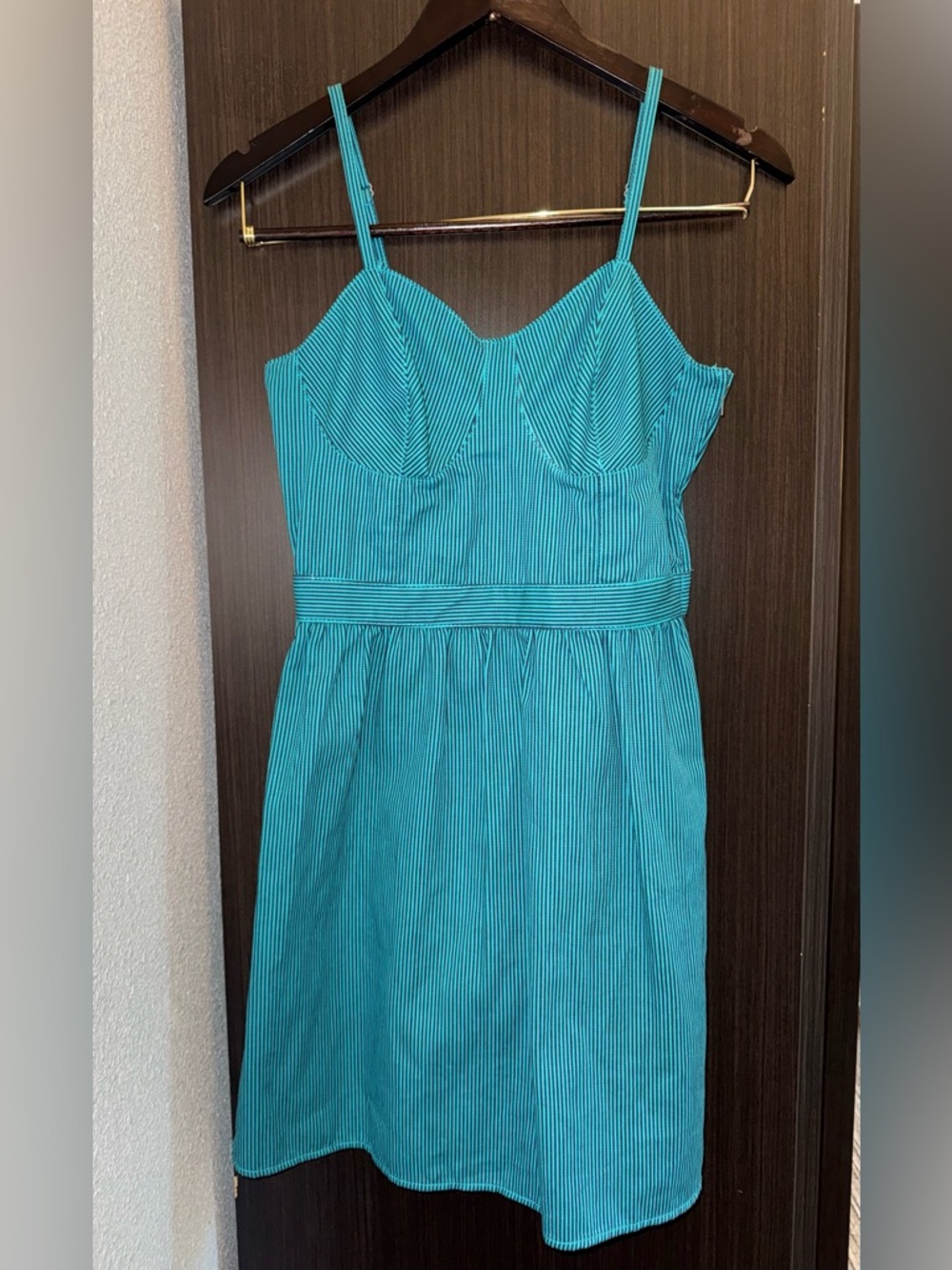 Mossimo Supply Co. Teal Pinstripe Mini Dress
